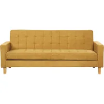Beliani Schlafsofa 3-Sitzer Vehkoo Stoff Senfgelb