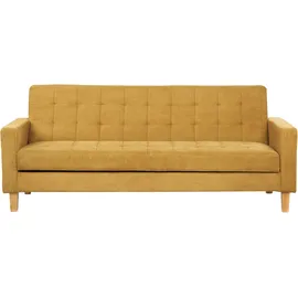 Beliani Schlafsofa 3-Sitzer Vehkoo Stoff Senfgelb