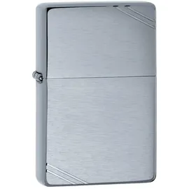 Zippo Sturmfeuerzeug - Vintage, Brushed Chrome, Base Model - Nachfüllbar - Wiederverwendbar - Windfestes Design - Geschenkbox - Made in USA