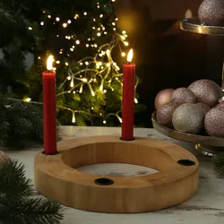 Stabkerzenhalter Adventskranz Kerzenring für Stabkerzen 27cm rund Holz