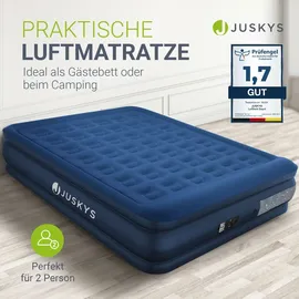Juskys Luftmatratze Sapri L Blau - 2 Personen Luftbett selbstaufblasend - integrierter Pumpe