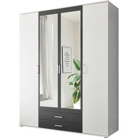 SchlafKONTOR Drehtürenschrank Hanau 160 x 196 x 54 cm Weiß/Grau
