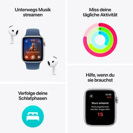 Apple Watch SE 2024 GPS + Cellular 44 mm Aluminiumgehäuse Polarstern, Sportarmband Polarstern M/L