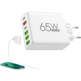 Bexdug Ladegerätblock mit Mehreren Anschlüssen,USB-Ladeblock mit Mehreren Anschlüssen | 6-Port-Ladeadapter | 4 USB- und 2 Typ-C-Anschlüsse, 65-W-Anschluss-Ladeadapter, Wandladegerät, Ladestation