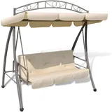 vidaXL Hollywoodschaukel mit Bettfunktion und Dach Sandweiß