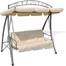 vidaXL Hollywoodschaukel mit Bettfunktion und Dach Sandweiß