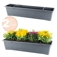GarPet 2x Blumenkasten mit Wasserspeicher Blumenkasten Fensterbank Pflanzkasten Outdoor