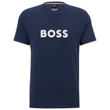 Boss Herren T-Shirt mit Label-Print Modell 'Basic Logo', Dunkelblau, XL