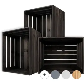 Creative Deco Holzkiste 50 x 40 x 30 cm 3-tlg. schwarz
