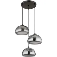 GLOBO Esszimmerlampe Pendelleuchte Deckenlampe Hängelampe Glas Rauchfarbe 3-flammig