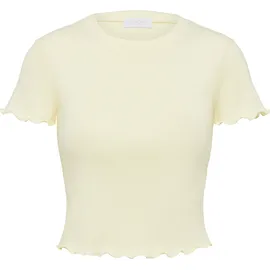 LeGer By Lena Gercke LeGer T-Shirt Teresa, LeGer by Lena Gercke mit Rippstruktur, kurze Form, slim fit gelb XXL (44)