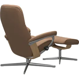 Stressless Stressless® Relaxsessel »Consul« Set, Relaxsessel mit Hocker, mit Hocker, mit Cross Base, Größe S, M & L, Holzakzent Eiche braun