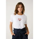 More & More T-Shirt mit Pailletten-Herz weiß
