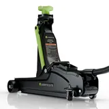 Juskys Wagenheber 2,5 t – Schwarz/Grün, hydraulischer Rangierwagenheber aus Stahl, 85-390mm - mit Transportbox,