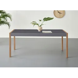 Esstisch ANDAS "Prenzlau", grau (grau, natur), B:185cm H:77,5cm T:80cm, Tische, mit Arbeitsplatz und Stauraummöglichkeit