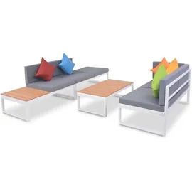 vidaXL Garten-Lounge-Set mit Auflagen 4-tlg. weiß/braun