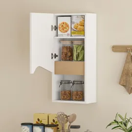 Homcom Badezimmerschrank Wandschrank mit Soft-Close-Tür, und offenem Fach Weiß