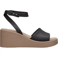 Crocs Damen Brooklyn Ankle Strap Wedge Sandale, Black/Mushroom, 43