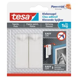 tesa® Klebenagel Tapete & Putz | verschiedene Stärken | Packung mit 2 Stück