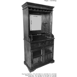 Massivmoebel24 Barschrank Oxford 97 x 193 x 52 cm Braun