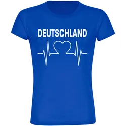 multifanshop Damen T-Shirt - Deutschland - Herzschlag - Druck weiß - Frauen