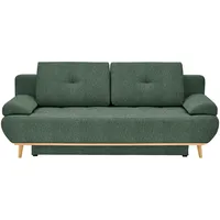Novel Schlafsofa, Grün, Textil, Eiche, 3-Sitzer, Füllung: Polyetherschaumkern, 200x71x95 cm, Stoffauswahl, Wohnzimmer, Sofas & Couches, Schlafsofas, Schlafsofas mit Bettkasten
