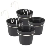 GarPet 4 x Hängetopf Blumentopf Pflanztopf Set mit Haken Halterung Hängeblumentopf Wand