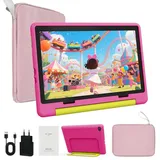 BUFO Android 15 10-Zoll, 20(3+17) GB RAM + 64 GB ROM (TF Expand 1TB) Kinder Tablet (10", 64 GB, Android 15, WiFi 6, Android 15, HD IPS 1280x800, 5000mAh, für Spiel und Lernen) rosa