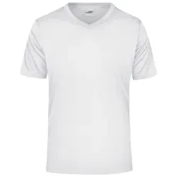 Herren Sportshirt mit V-Ausschnitt JN736, weiß, Größe XXL - weiss - XXL