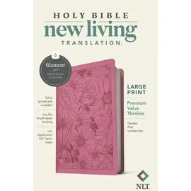 Tyndale House Publishers NLT Large Print Premium Value Thinline Bible, Filament Enabled (Leatherlike, Garden Pink)