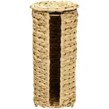 HMF 37255 Toilettenpapier Aufbewahrung geflochten aus Wasserhyazinthe, Klopapierhalter stehend, 3 WC Rollen 37 x 17 cm