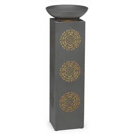 EasyMaxx LED-Dekosäule Metall 87 cm inkl. Pflanzschale Grau
