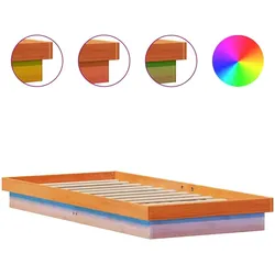vidaXL Massivholzbett mit LED-Beleuchtung Wachsbraun 90x200 cm Kiefer