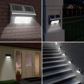 monzana Solarleuchte Edelstahl 2er Set 2,5 cm Dämmerungssensor IP65 silber
