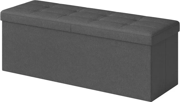 Ochama Klappbare Sitzbank mit Stauraum – Schiefergrau, 38 x 110 x 38 cm, Aufbewahrungsbox mit Deckel, belastbar bis 300 kg – ideal für Flur, Wohnzimmer oder Schlafzimmer