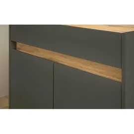furn.design Schreibtischkombination 4-teilig grau matt Eiche Wotan, Büromöbel Set | Gr.: onesize