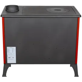hosseven Kaminofen mit Backfach und Herdplatte 4013 Rot Holzofen 8 kW Holz Ofen Mehrfachbelegung Kamin Heizofen Küchenherd