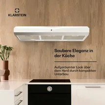 Klarstein Dunstabzugshaube, Abluft-Dunstabzugshaube 90cm, Dunstabzug mit Filter Spülmaschinenfest, LEDs & Touch-Bedienfeld, Leise Abzugshaube mit 175 m3/h Abluftleistung SenseControl integrierte Touch-Steuerung Edelstahl Acrylglasfront