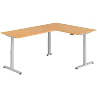 Bümö Eckschreibtisch, Buche, Silber, Nachbildung,Buche, Rechteckig, 160x74x240 cm, FSC