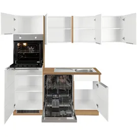 kochstation Winkelküche L-Form 230 cm weiß