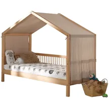 Vipack Hausbett 90 x 200 cm Buche massiv natur rosa