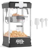 Vevor Popcornmaschine 6077, 480 W, Schwarz, Popcornautomat 4 oz, Edelstahl, Glas, Kinostil