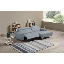 Egoitaliano Ecksofa »Suzette, Designsofa mit hohem Sitzkomfort« mit Recamiere, inkl. 1 elektronischen Relaxfunktion, L-Form blau