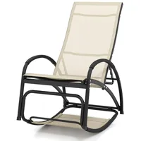 GOPLUS 2 in 1 Sonnenliege Outdoor, Gartenliege aus Alu bis 150kg belastbar, Liegestuhl Schaukelstuhl ergonomisch mit verstellbare Rückenlehne, Sch...
