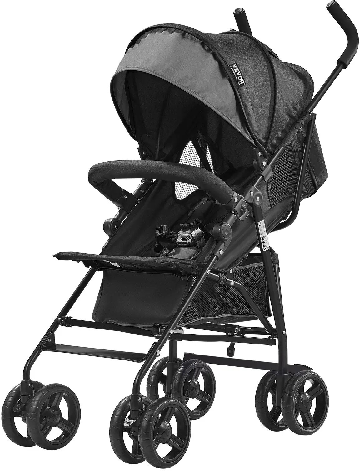 VEVOR Kinderwagen Kinderbuggy Buggy verstellbare Rückenlehne Dunkelgrau/Schwarz