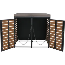 Mendler Mülltonnenverkleidung HWC-K14 124 x 134 x 84 cm teak-optik