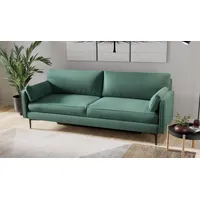 Hygger Möbelhaus Schlafsofa Magic mit Bettfunktion und Bettkasten, inkl. Taschenfedern, 225 cm, Stilvolles Sofa für Schlafkomfort, Bettfunktion 155x206 cm, Filigranen Metallbeine 19 cm, Hergestellt in Europa grün