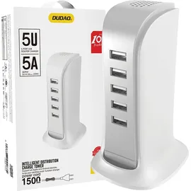 DUDAO Ladegerät 5x USB mit integriertem Netzkabel weiß (A5EU)