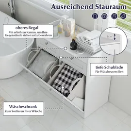Costway Kippbarer Wäscheschrank Badezimmerschrank 79 x 80 x 40 cm Weiß