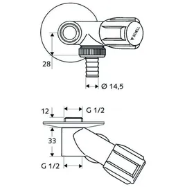 Schell COMFORT 1/2 AG, f Einzelzapfst., m RV, verchromt